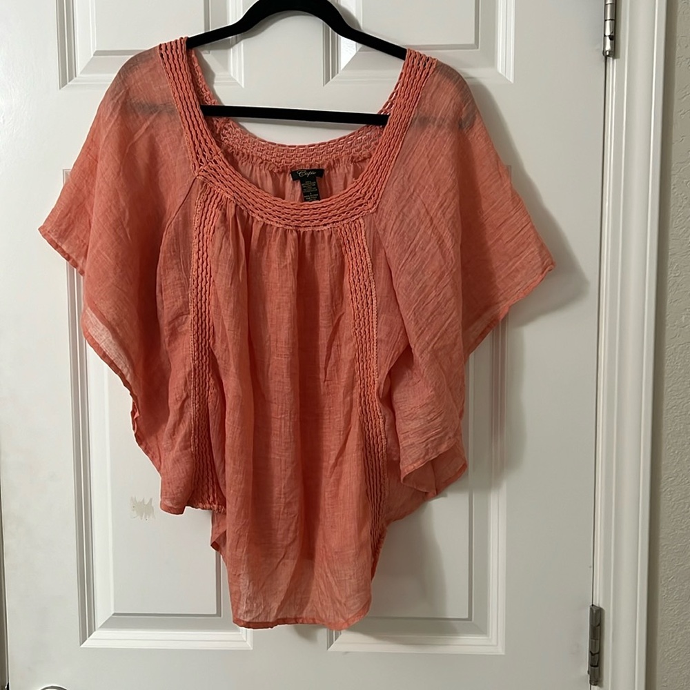 Orange light cotton blend top